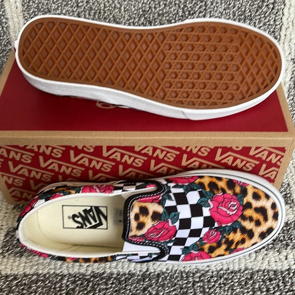 Vans Classic Slip-On Rose/Animal Check True White Multi WMNS - Picture 4 of 16